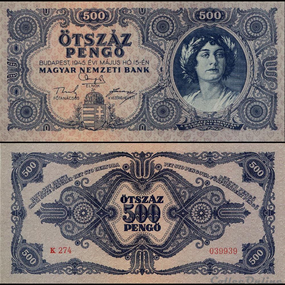 HONGRIE - PICK 117 a - 500 PENGO - 1945 billets europe hongrie pick 117 a 500 pengo 1945