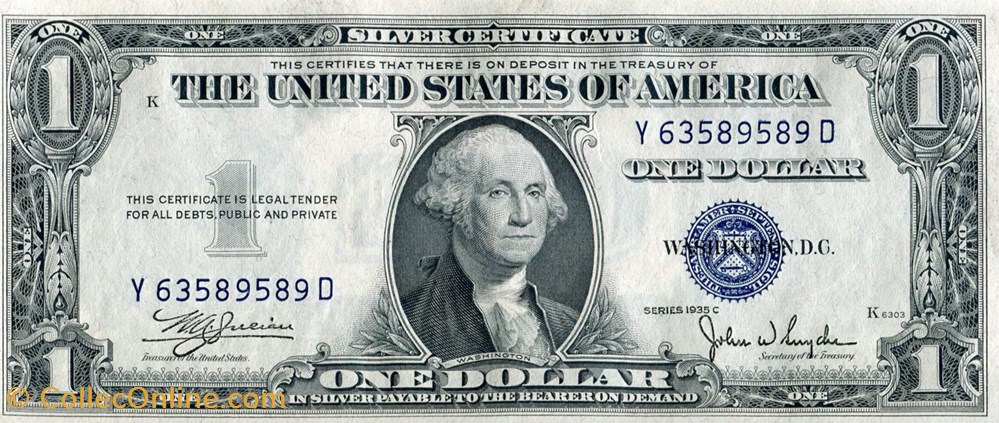 billets amerique du nord etats unis 1 silver certificate series 1935c