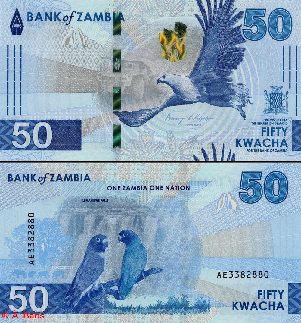 billets afrique zambie pick 64 a 50 kwacha 2024
