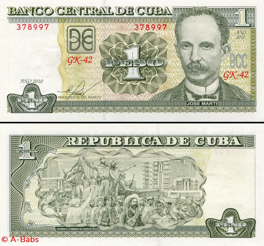 CUBA - PICK 128e - 1 PESO - 2010 billets amerique centrale et caraibes cuba pick 128e 1 peso 2010