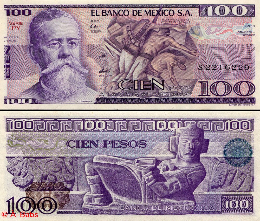 MEXIQUE - PICK 074a.PY - 100 PESOS - 1981 billets amerique du nord mexique pick 074a py 100 pesos 1981