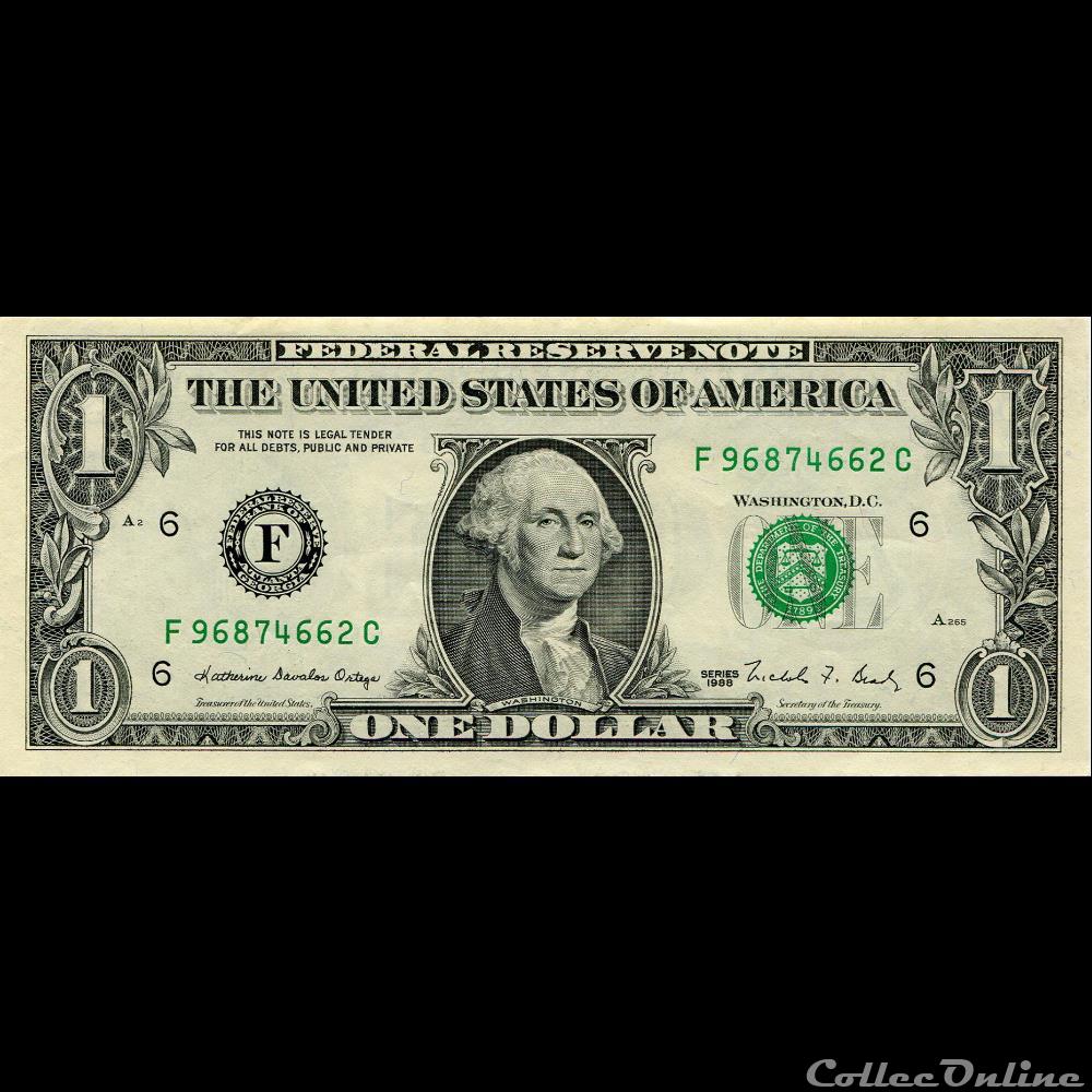 F- 1$ Federal Reserve Notes - Small Size 1988 Series billet amerique du nord etat uni f 1 federal reserve notes small size 1988 series