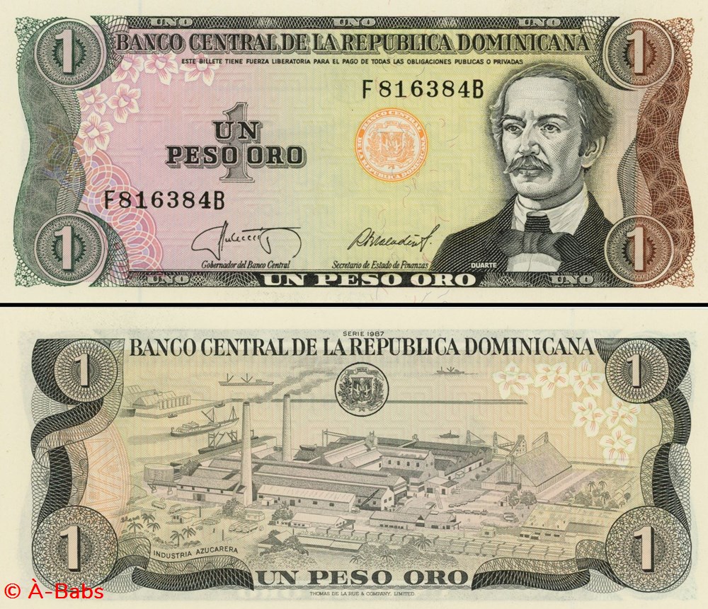 billets amerique centrale et caraibes republique dominicaine pick 126b1 1 peso de oro 1988