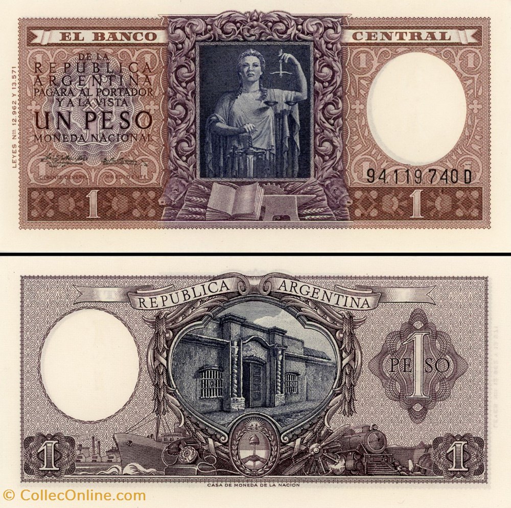 ARGENTINE - PICK 263 b1 - 1 PESO - 1956 billets amerique du sud argentine pick 263 b1 1 peso 1956