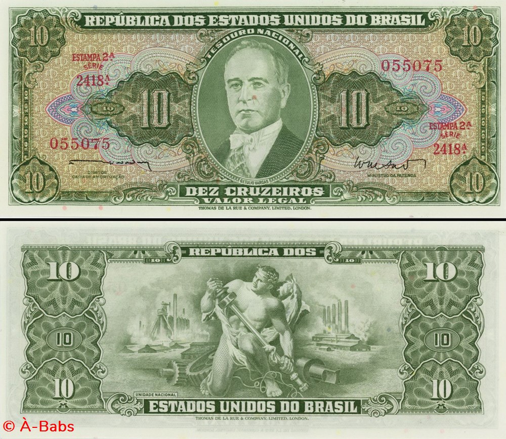 billets amerique du sud bresil pick 177a 10 cruzeiros 1962