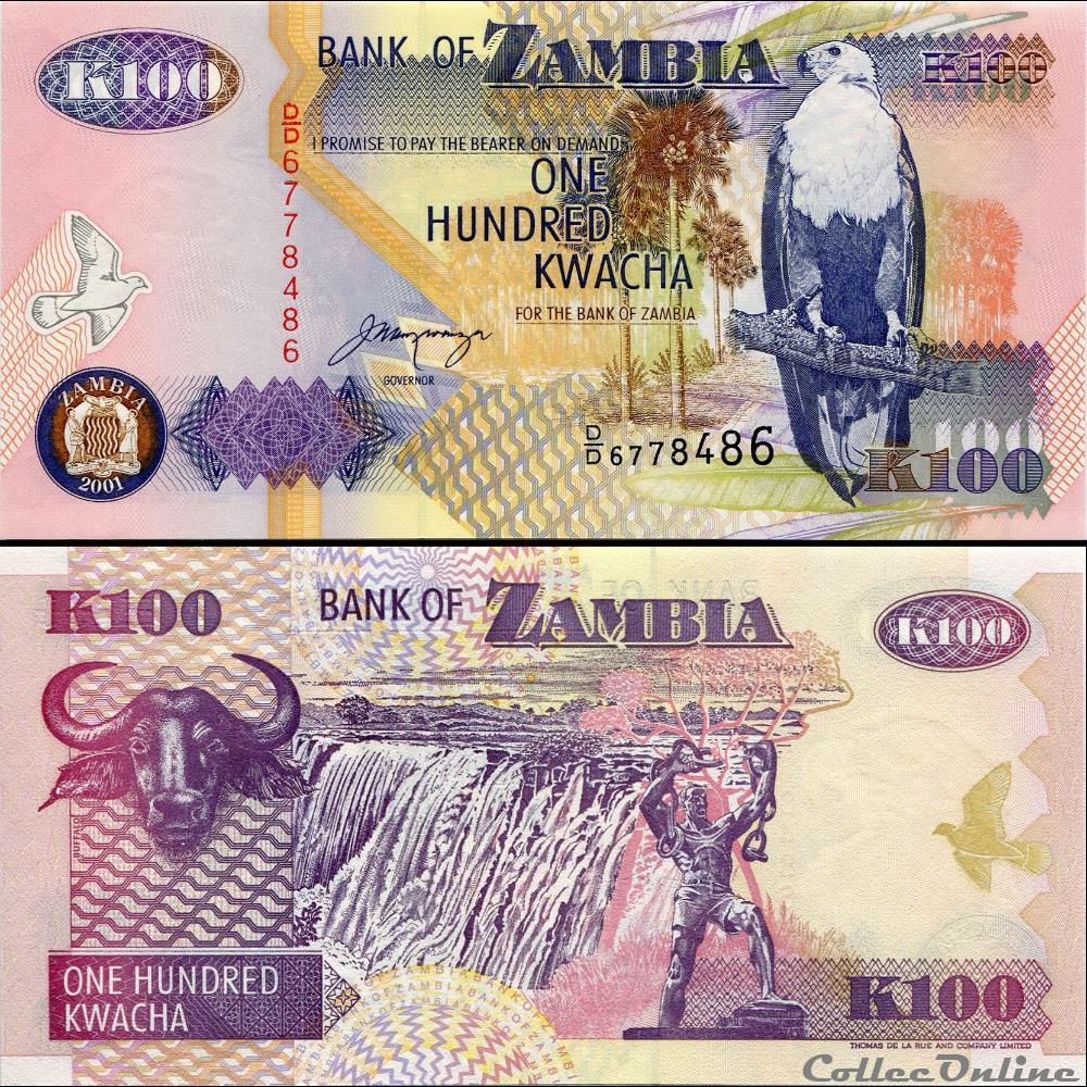 billet afrique zambie pick 38 c 100 kwacha 2001