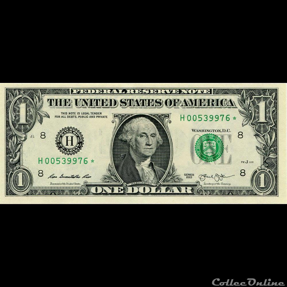 H- 1$ Federal Reserve Notes - Small Size 2013 Series billet amerique du nord etat uni h 1 federal reserve notes small size 2013 series