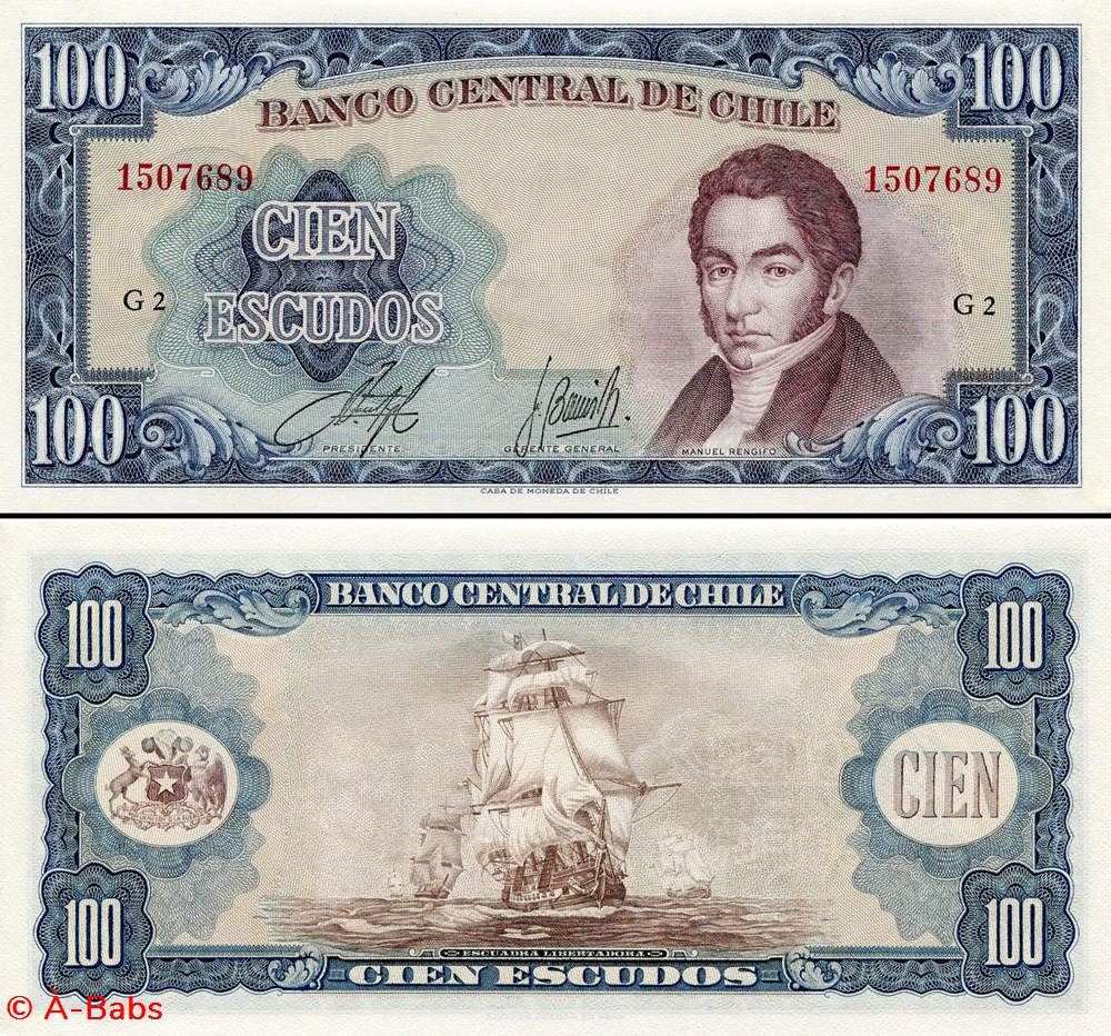 CHILI - PICK 141 a 2 - 100 ESCUDOS - 1962 billets amerique du sud chili pick 141 a 2 100 escudos 1962