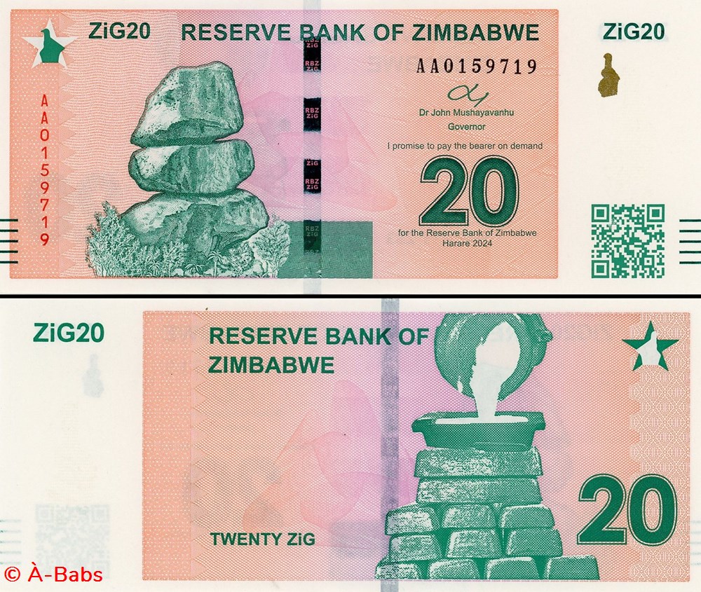 ZIMBABWE - PICK 111 - 20 ZIG - 2024 billets afrique zimbabwe pick 111 20 zig 2024