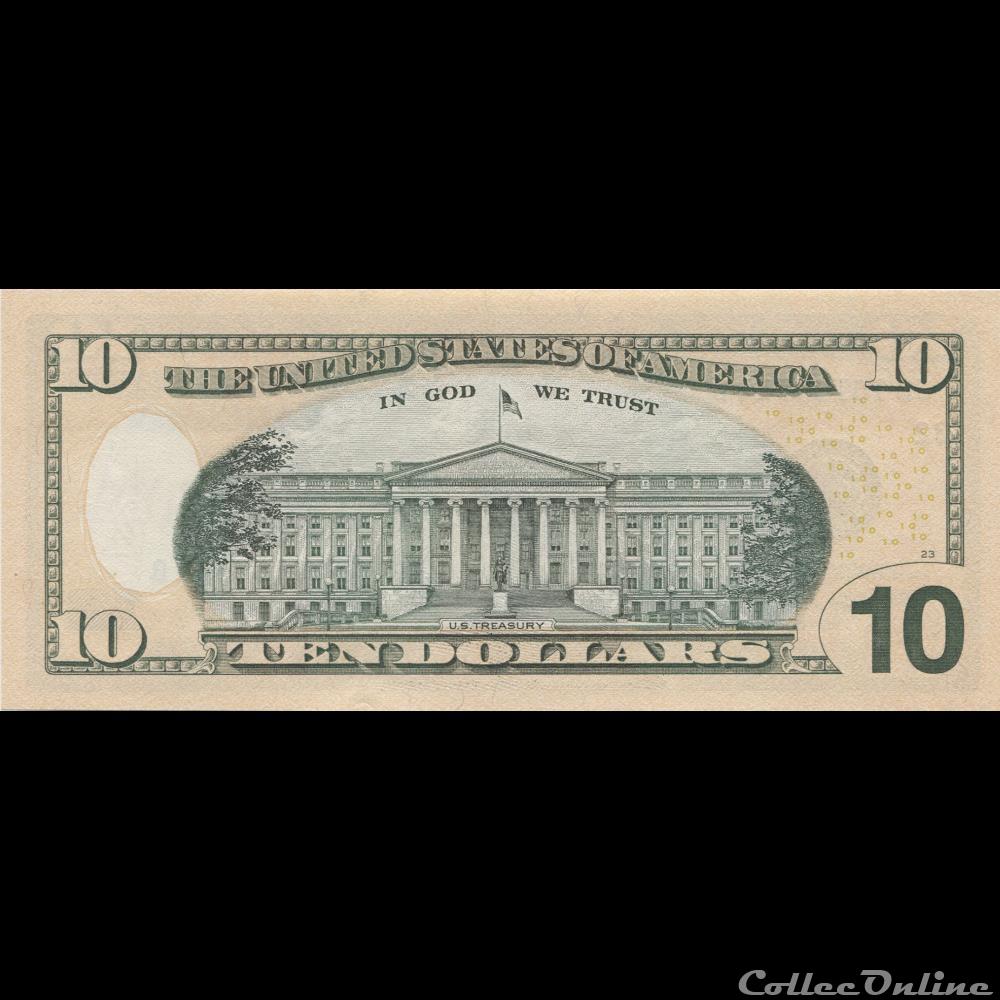 10$ Federal Reserve Notes - Small Size 2013 Series billets amerique du nord etats unis 10 federal reserve notes small size 2013 series