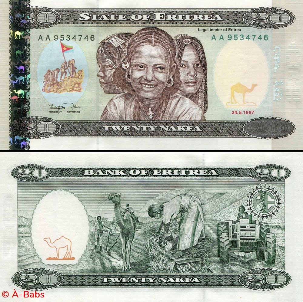 ÉRYTHRÉE - PICK 04 - 20 NAKFA - 1997 billets afrique erythree pick 04 20 nakfa 1997
