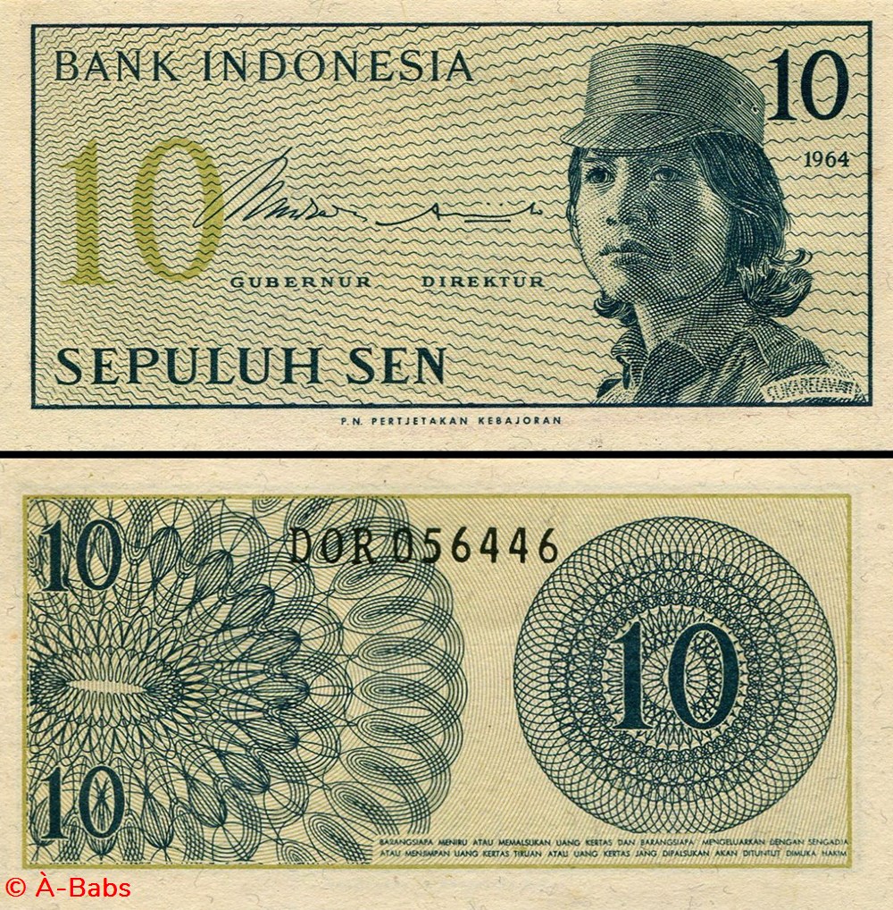 INDONÉSIE - PICK 092a - 10 SEN - 1964 billets asie indonesie pick 092a 10 sen 1964