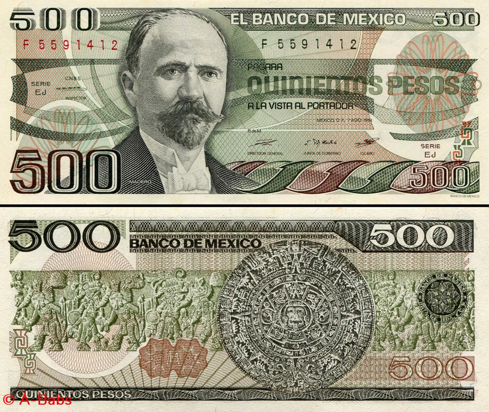 billets amerique du nord mexique pick 079b ej 500 pesos 1984