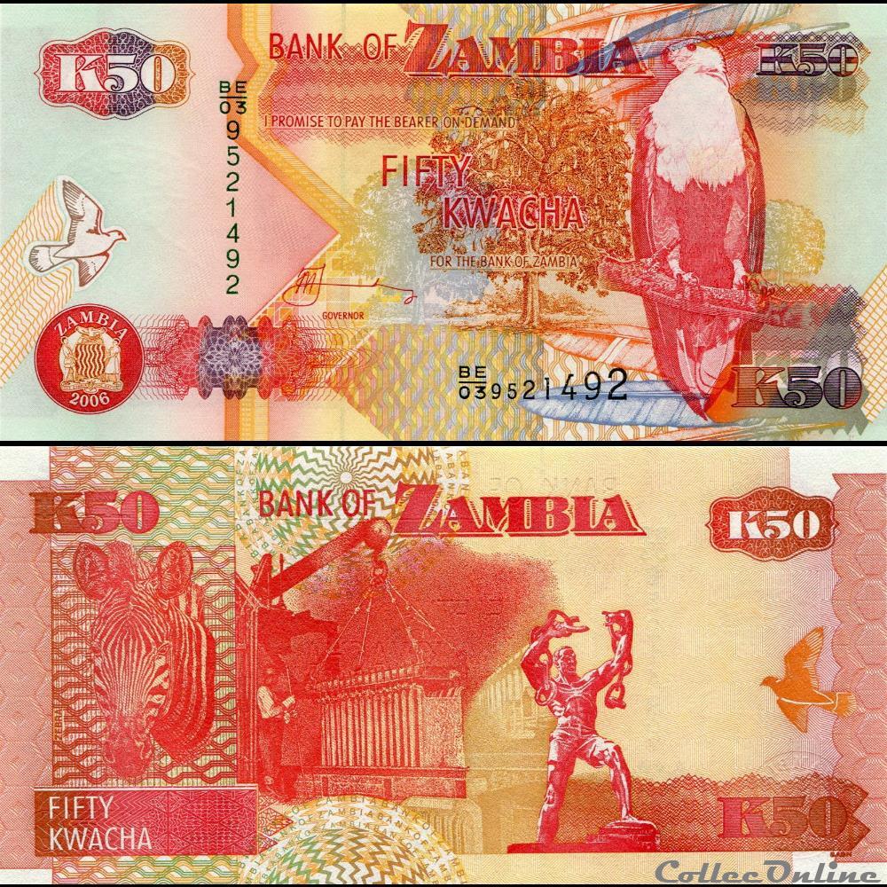 ZAMBIE - PICK 37 e - 50 KWACHA - 2006 billet afrique zambie pick 37 e 50 kwacha 2006