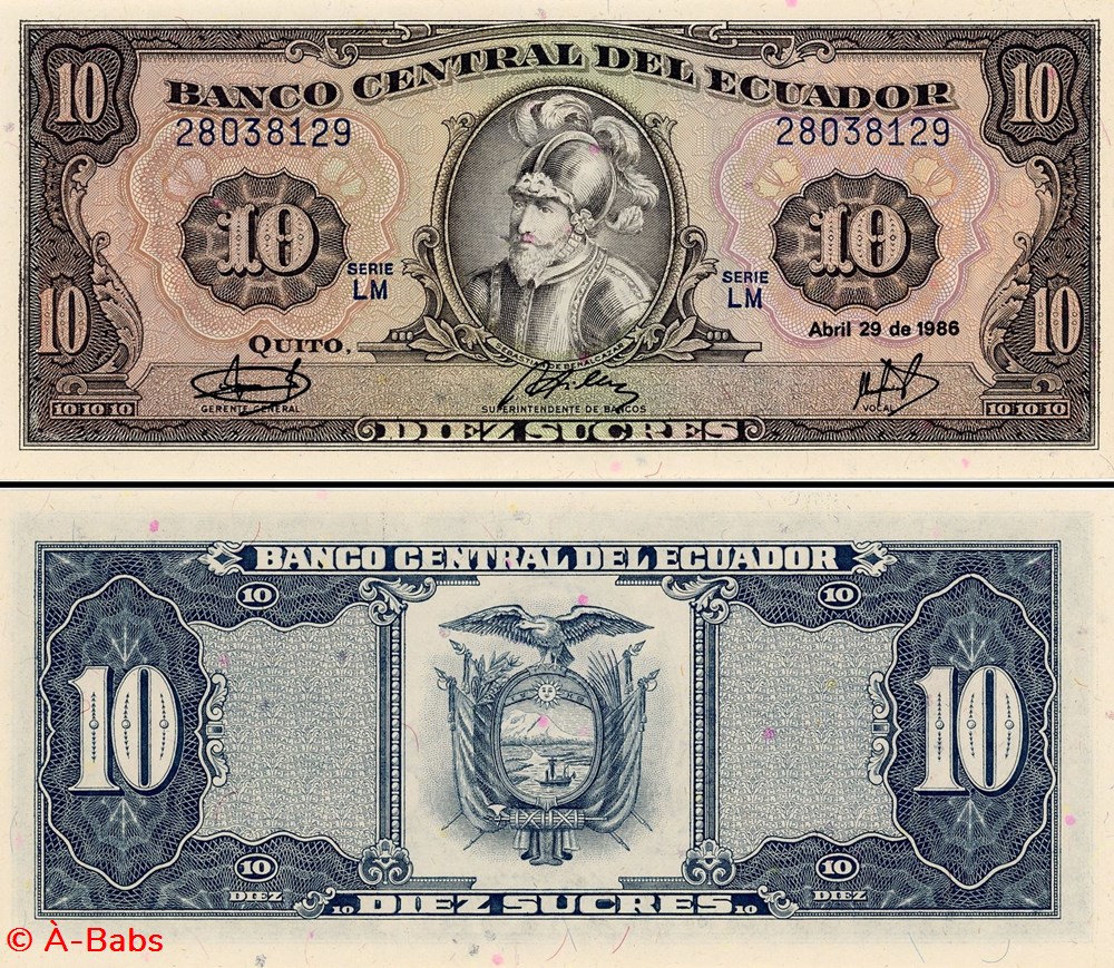 ÉQUATEUR - PICK 121 a 5 - 10 SUCRES - 1986 billets amerique du sud equateur pick 121 a 5 10 sucres 1986
