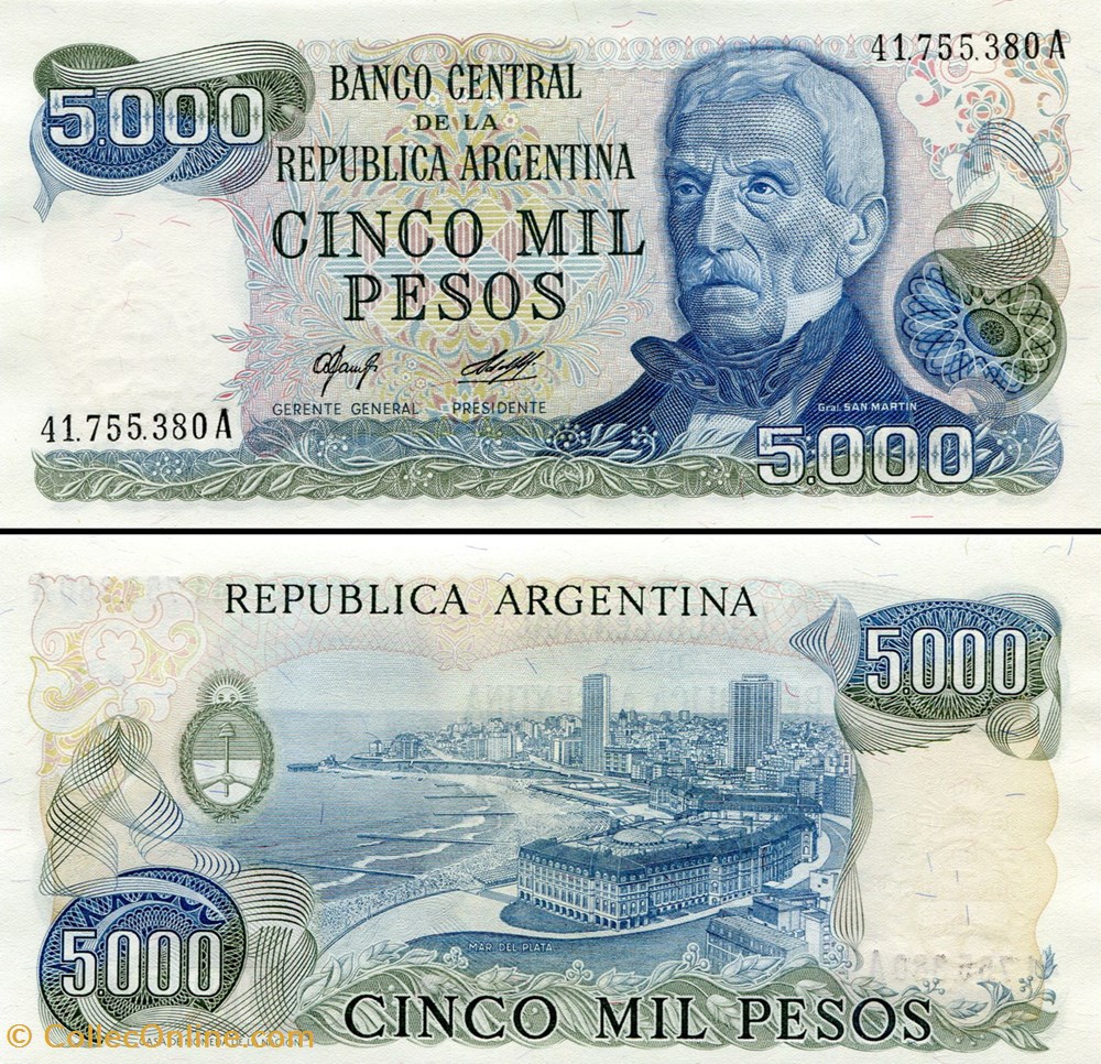 ARGENTINE - PICK 305 a 1 - 5000 PESOS - 1978 billets amerique du sud argentine pick 305 a 1 5000 pesos 1978