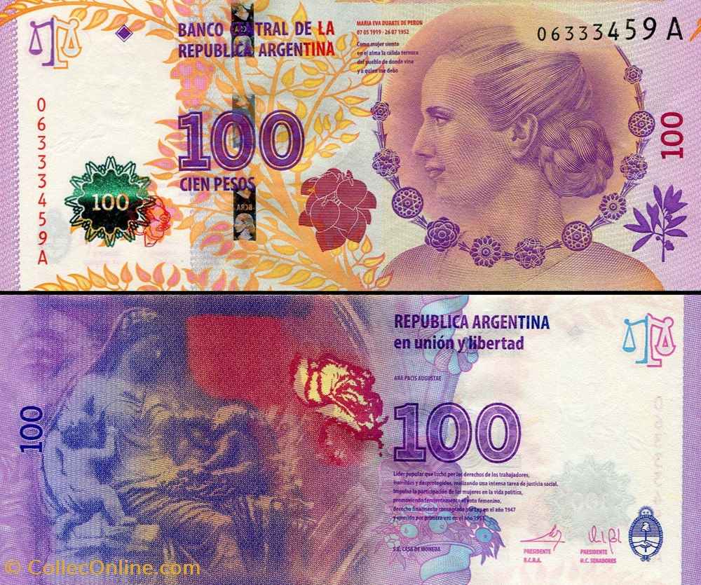 billets amerique du sud argentine pick 358 a 100 pesos 2012