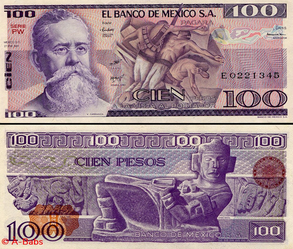 MEXIQUE - PICK 074a.PW - 100 PESOS - 1981 billets amerique du nord mexique pick 074a pw 100 pesos 1981