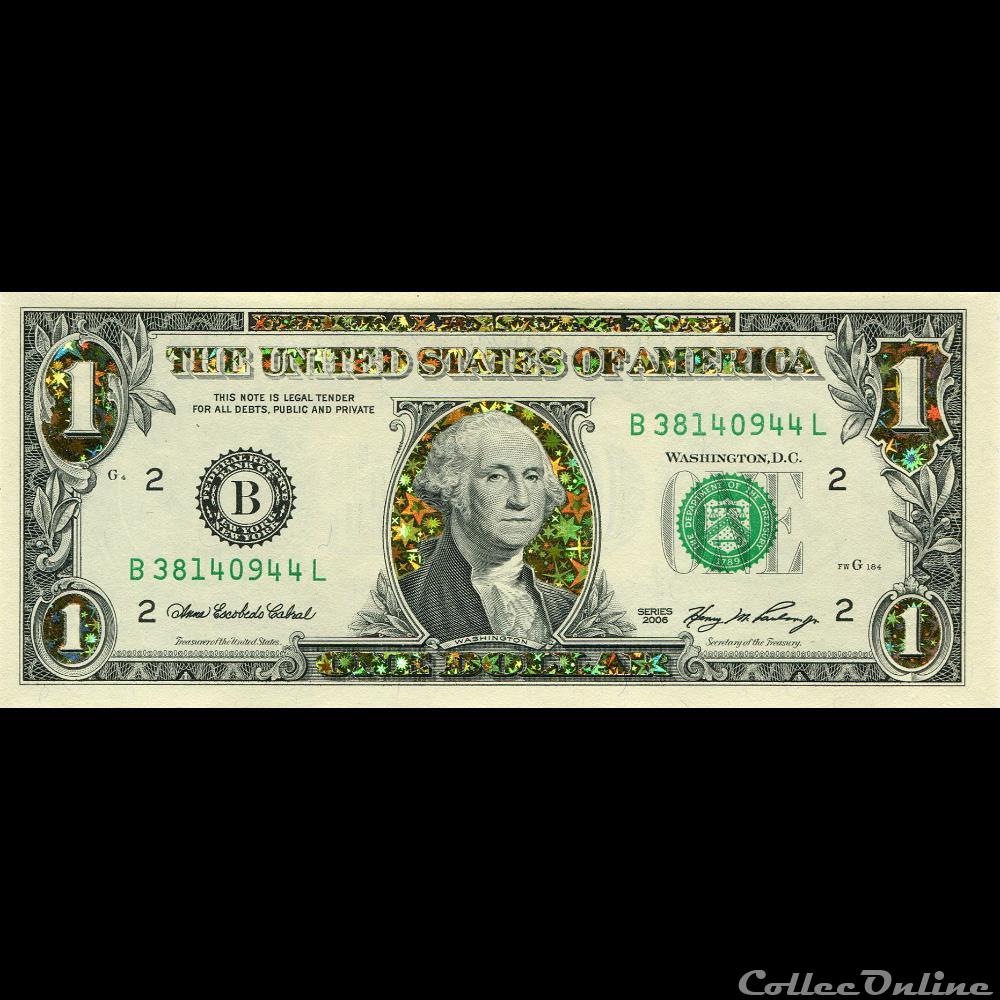 B- 1$ Federal Reserve Notes - Small Size 2006 Series billet amerique du nord etat uni b 1 federal reserve notes small size 2006 series
