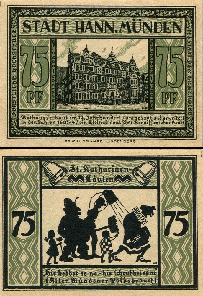 billet europe allemagne hannoversch munden 75 pfennig