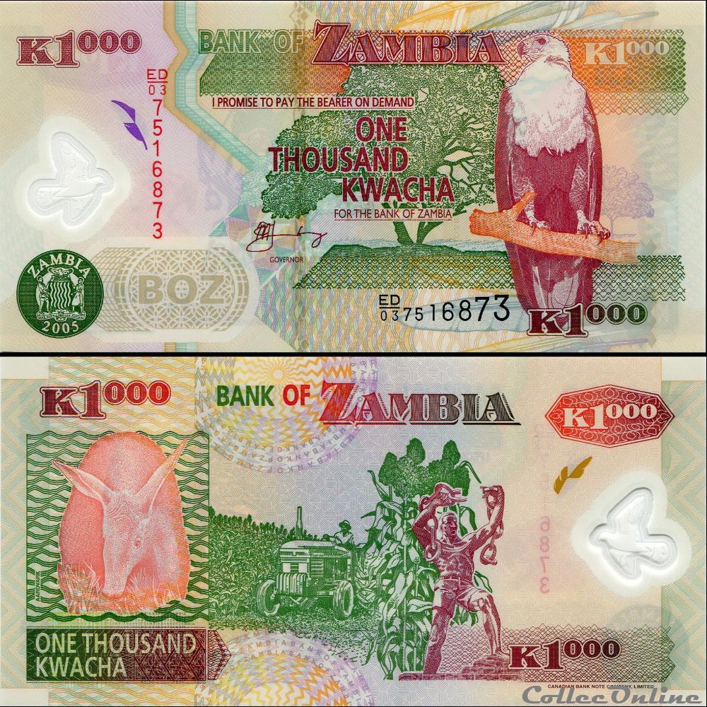 ZAMBIE - PICK 44 d - 1000 KWACHA - 2005 billet afrique burkina faso zambie pick 44 d 1000 kwacha 2005