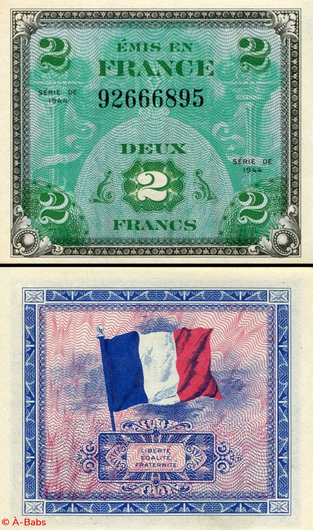 FRANCE -PICK 114 a - 2 FRANCS - 1944 billets europe france pick 114 a 2 francs 1944