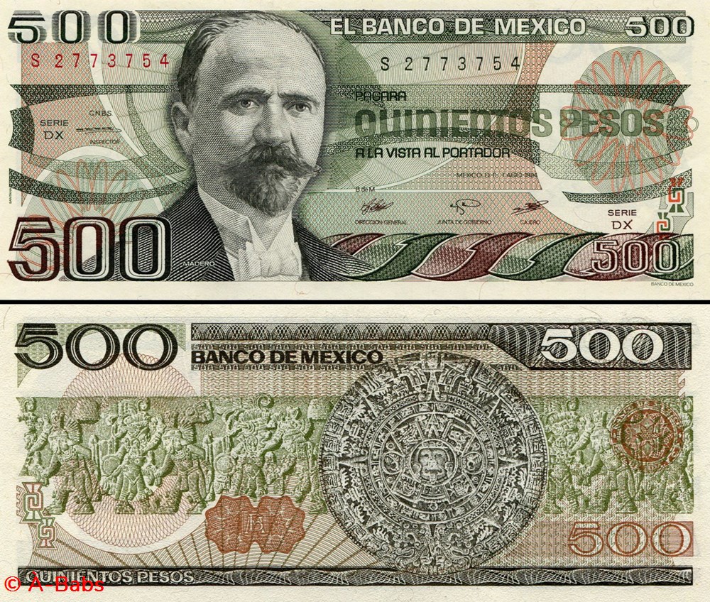 billets amerique du nord mexique pick 079b dx 500 pesos 1984