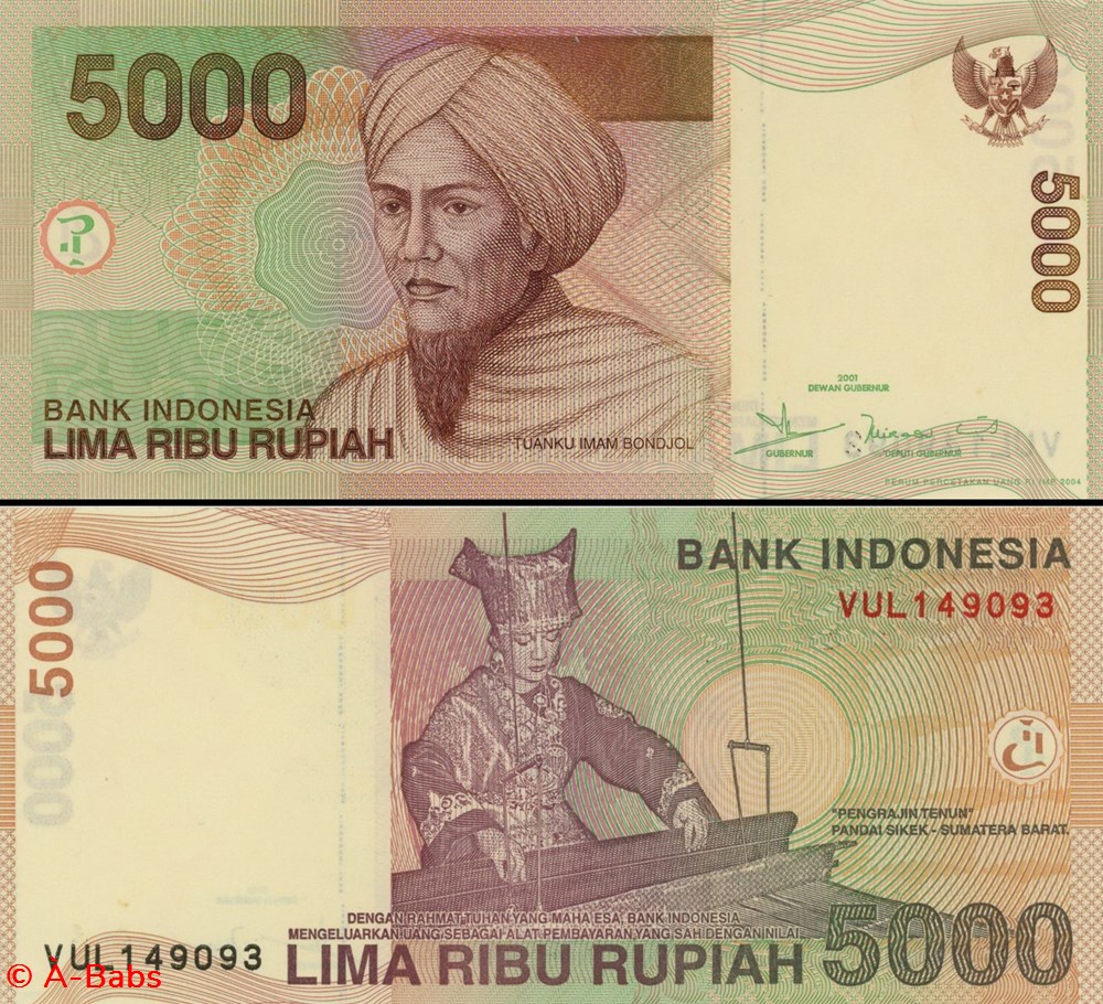 billets asie indonesie pick 142 d 5000 roupies 2004