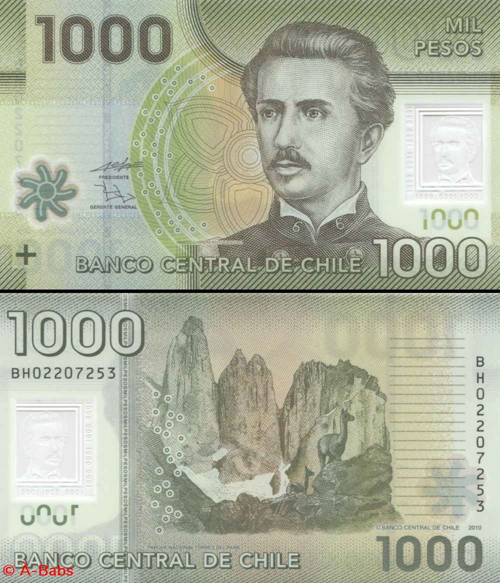 billets amerique du sud chili pick 161 a 1000 pesos 2010