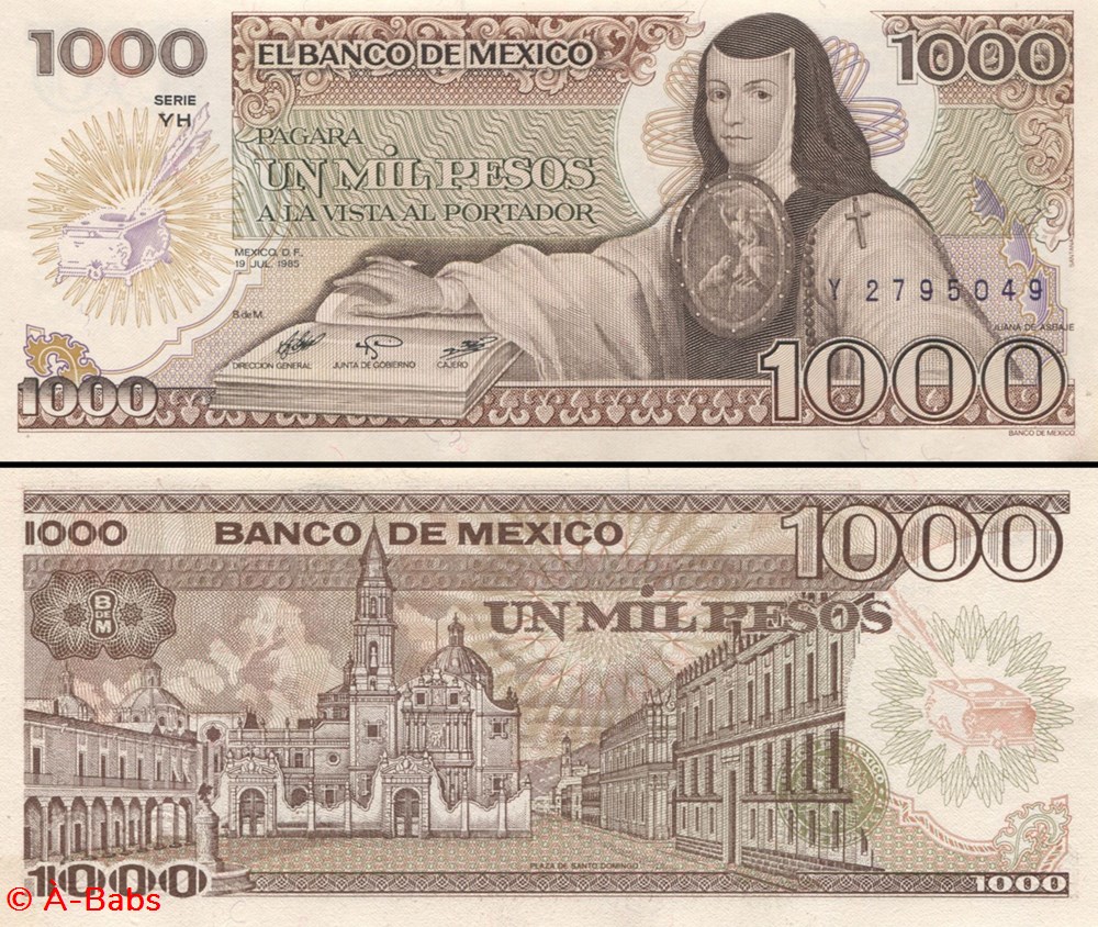 billets amerique du nord mexique pick 085a yh 1000 pesos 1985