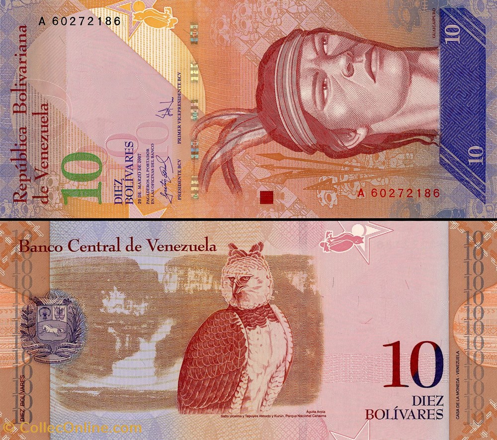 VENEZUELA - PICK 090 a - 10 BOLIVARES - 2007 billet amerique du sud venezuela pick 090 a 10 bolivares 2007