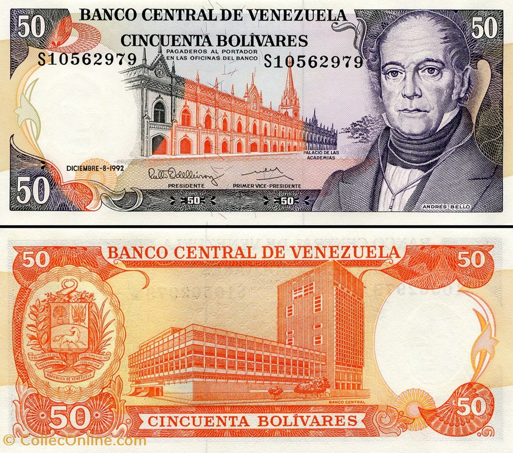 VENEZUELA - PICK 065 d - 50 BOLIVARES - 1992 billets amerique du sud venezuela pick 065 d 50 bolivares 1992