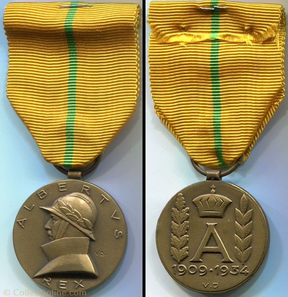 Médaille commémorative du Règne du Roi Albert Ier militarium insigne medaille commemorative du regne du roi albert ier