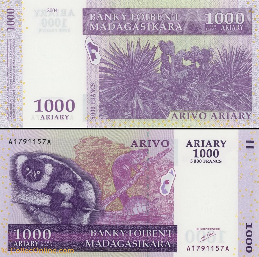 MADAGASCAR - PICK 089 a - 1000 ARIARY - 2004 billets afrique madagascar pick 089 a 1000 ariary 2004