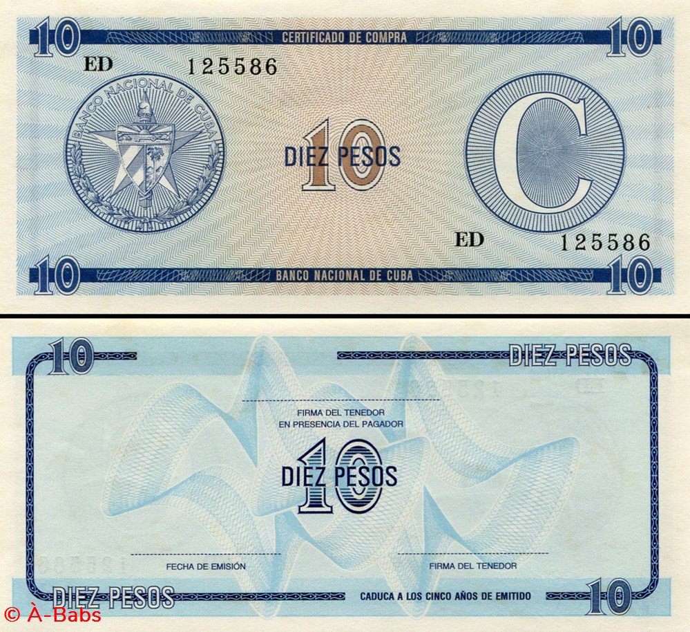 CUBA - PICK FX 22 - 10 PESOS - 1985 billets amerique centrale et caraibes cuba pick fx 22 10 pesos 1985