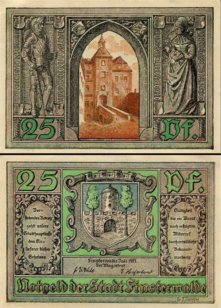 billet europe allemagne finsterwalde 25 pfennig