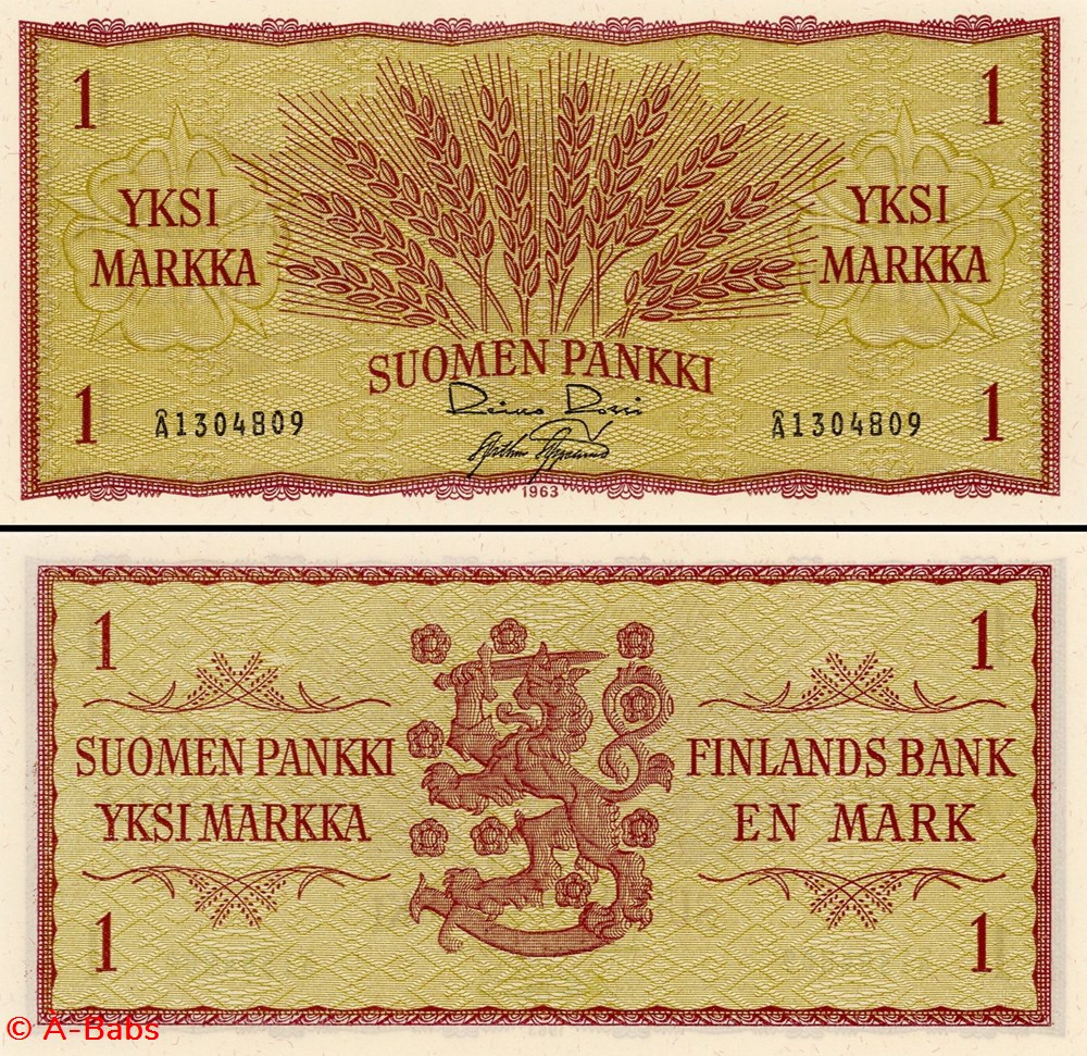 billets europe finlande pick 98 a 25 1 1 markaa 1963