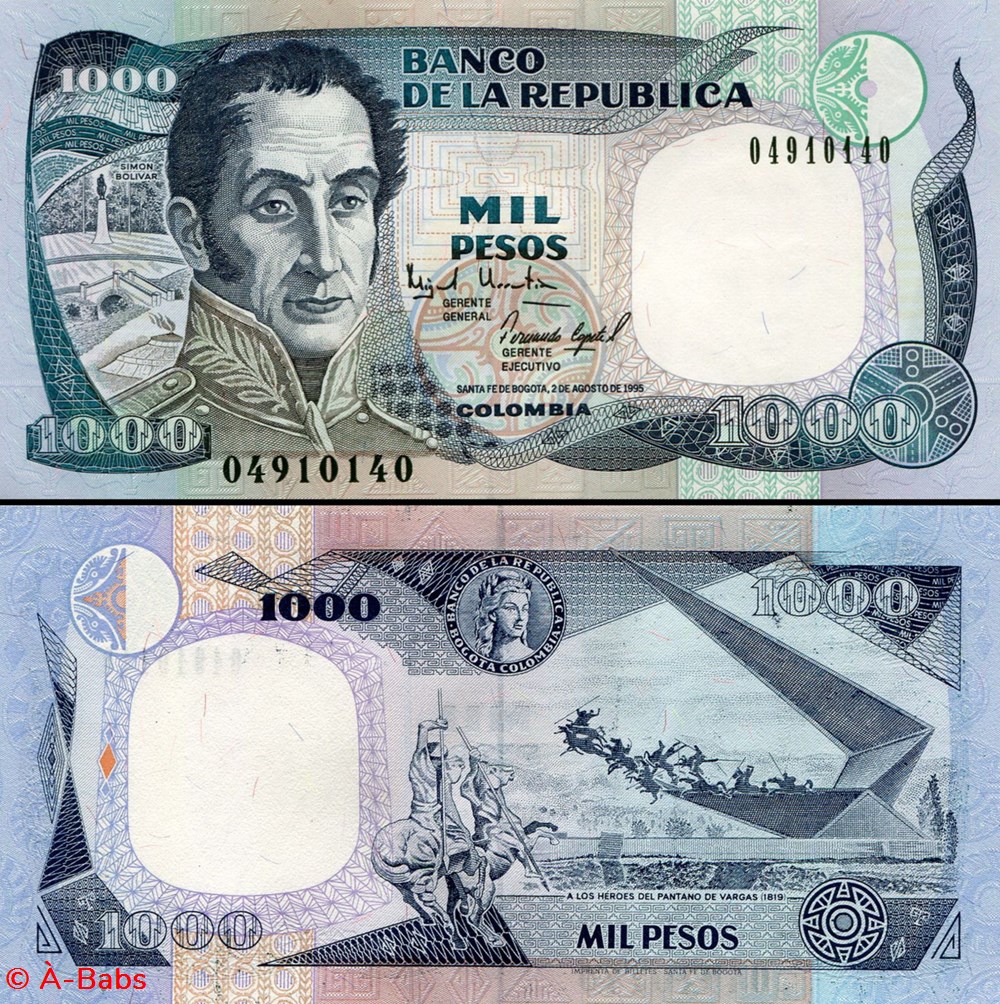 COLOMBIE - PICK 438 a4 - 1000 PESOS DE ORO COLOMBIEN - 1995 billets amerique du sud colombie pick 438 a4 1000 pesos de oro colombien 1995
