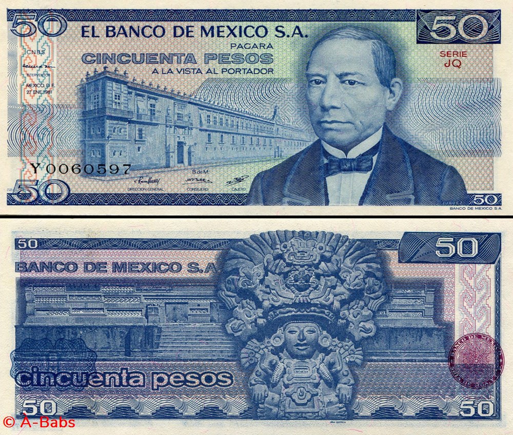 billets amerique du nord mexique pick 073a jq 50 pesos 1981