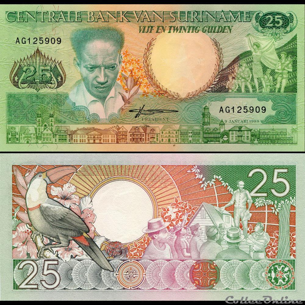 SURINAME - PICK 132 b - 25 GULDEN - 1988 billet amerique du sud suriname pick 132 b 25 gulden 1988