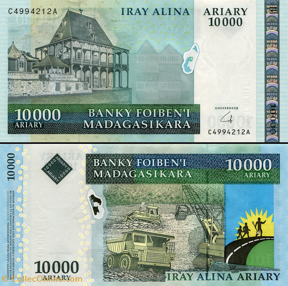 billets afrique madagascar pick 092 b 1 10 000 ariary 2008