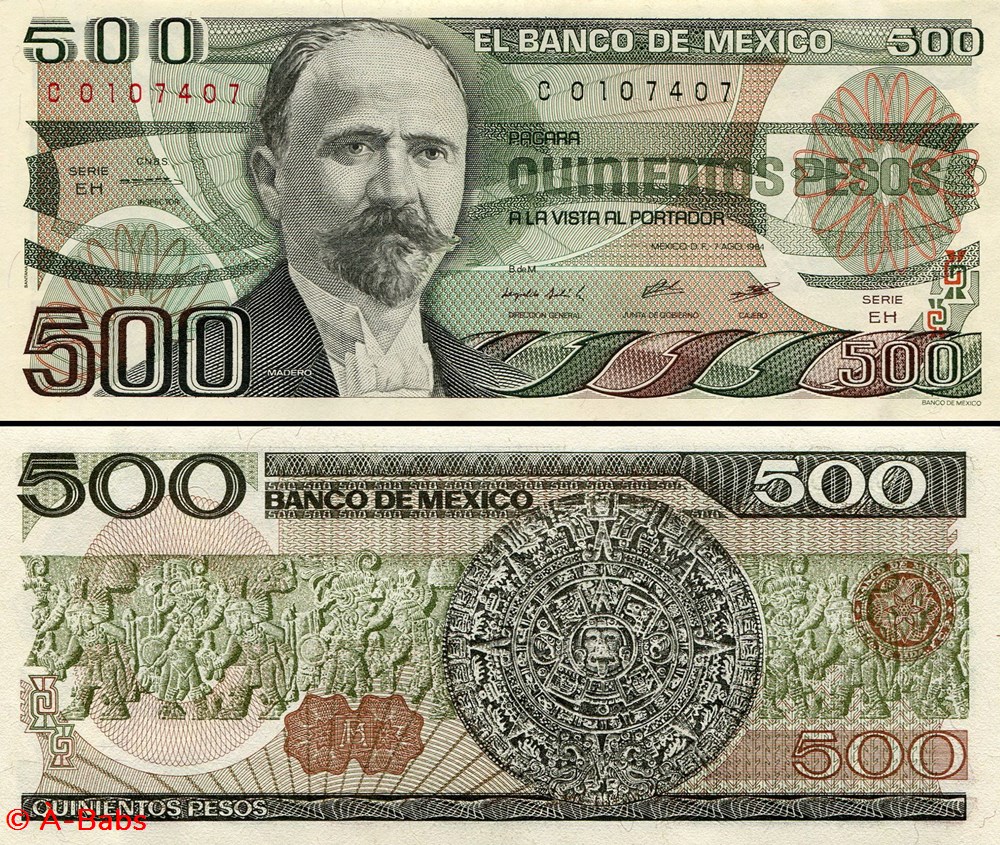 MEXIQUE - PICK 079b.EH - 500 PESOS - 1984 billets amerique du nord mexique pick 079b eh 500 pesos 1984