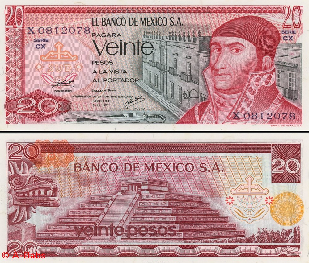 billets amerique du nord mexique pick 064d1 20 pesos 1977