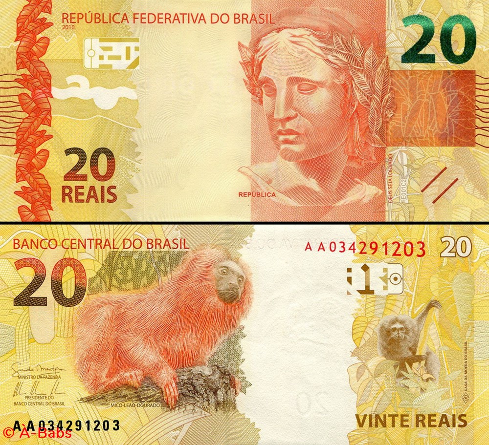 BRÉSIL - PICK 255a - 20 REAIS - 2010 billets amerique du sud bresil pick 255a 20 reais 2010