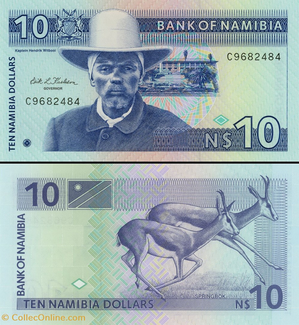 billets afrique botswana namibie pick 01 a 10 dollars namibiens 1993