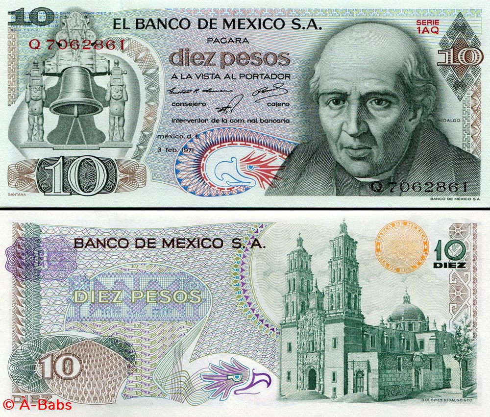 MEXIQUE - PICK 063d1 - 10 PESOS - 1971 billets amerique du nord mexique pick 063d1 10 pesos 1971