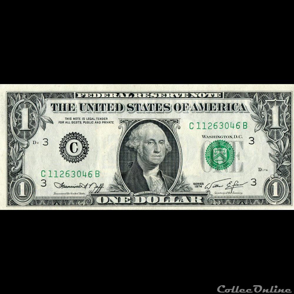C- 1$ Federal Reserve Notes - Small Size 1974 Series billet amerique du nord etat uni c 1 federal reserve notes small size 1974 series