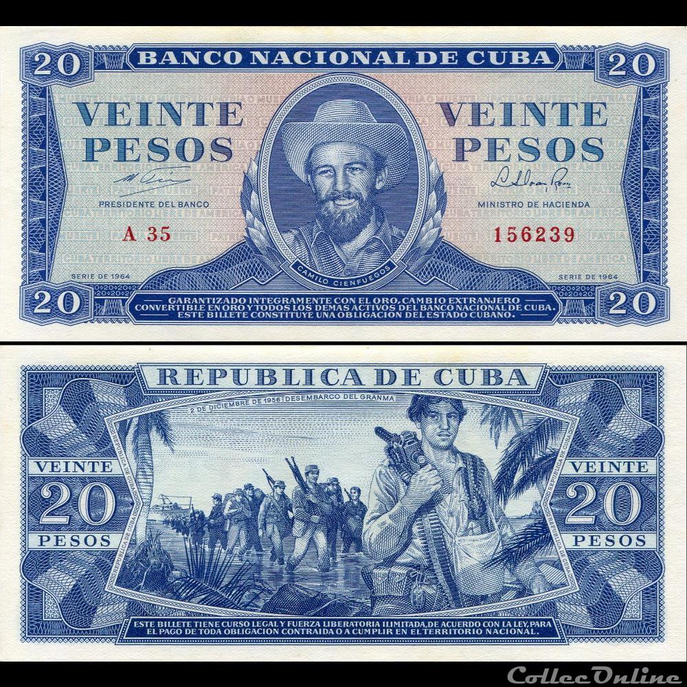 CUBA - PICK 097b - 20 PESOS - 1964 - Banknoten - Mittelamerika und die ...
