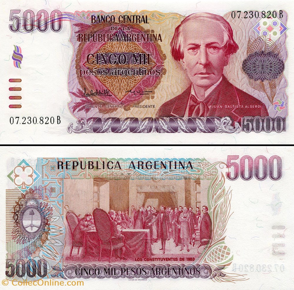 billets amerique du sud argentine pick 318 a 5 000 pesos 1984