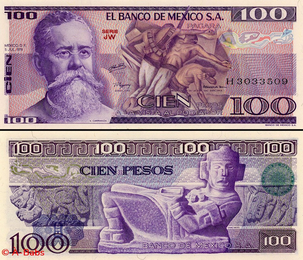 MEXIQUE - PICK 068a.JW - 100 PESOS - 1978 billets amerique du nord mexique pick 068a jw 100 pesos 1978